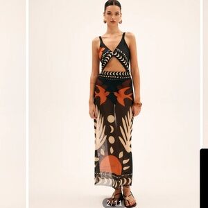 Commense Bird Print Cutout Swimsuit & Cover Up NWOT